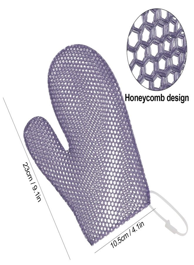 etspolt Exfoliating Glove Bath Mitt -Exfoliating Gloves for Shower, Body Scrubber for Deep Cleansing, Quick Drying Bath Gloves (Purple) - Image 2